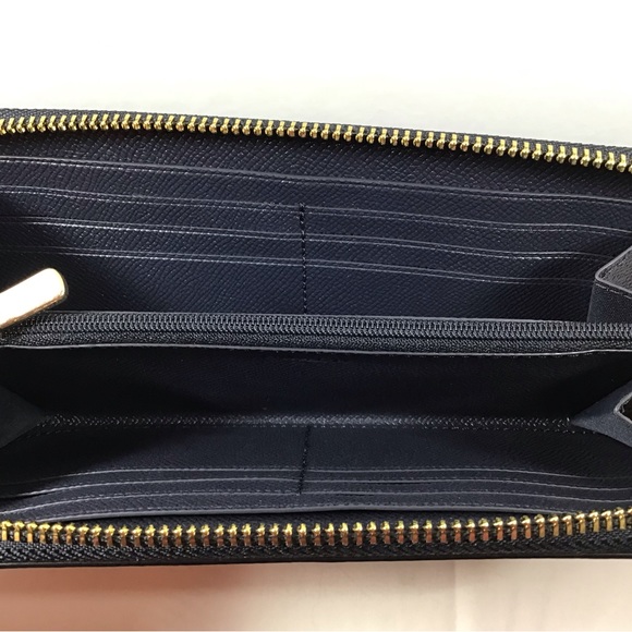 Coach Crossgrain Leather Accordion Zip Around Wallet F54007 Midnight Blue - Picture 2 of 7